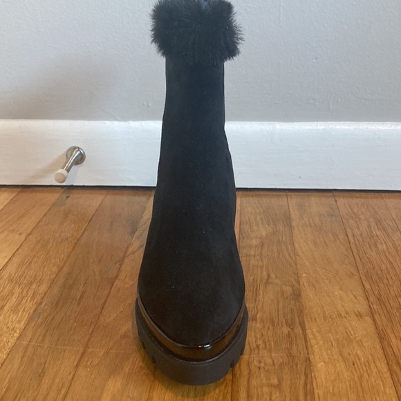 Black suede womens boots with wedge - Picture 4 of 10